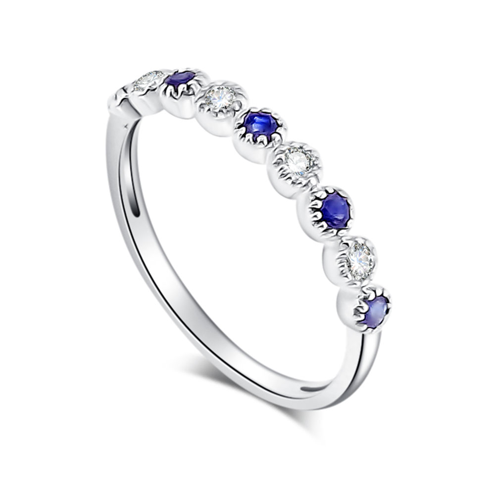 Inel din aur alb cu pietre Diamant, Safir