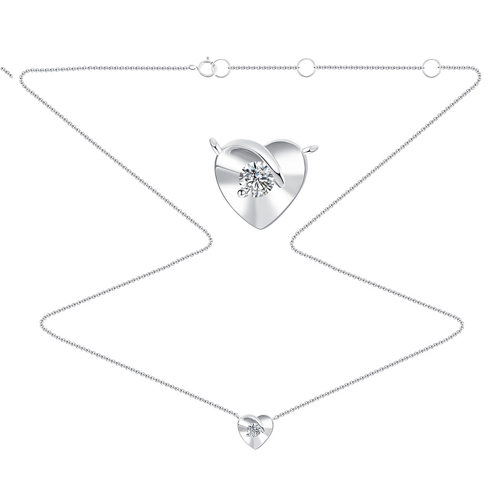 Colier din aur alb cu pietre Diamant