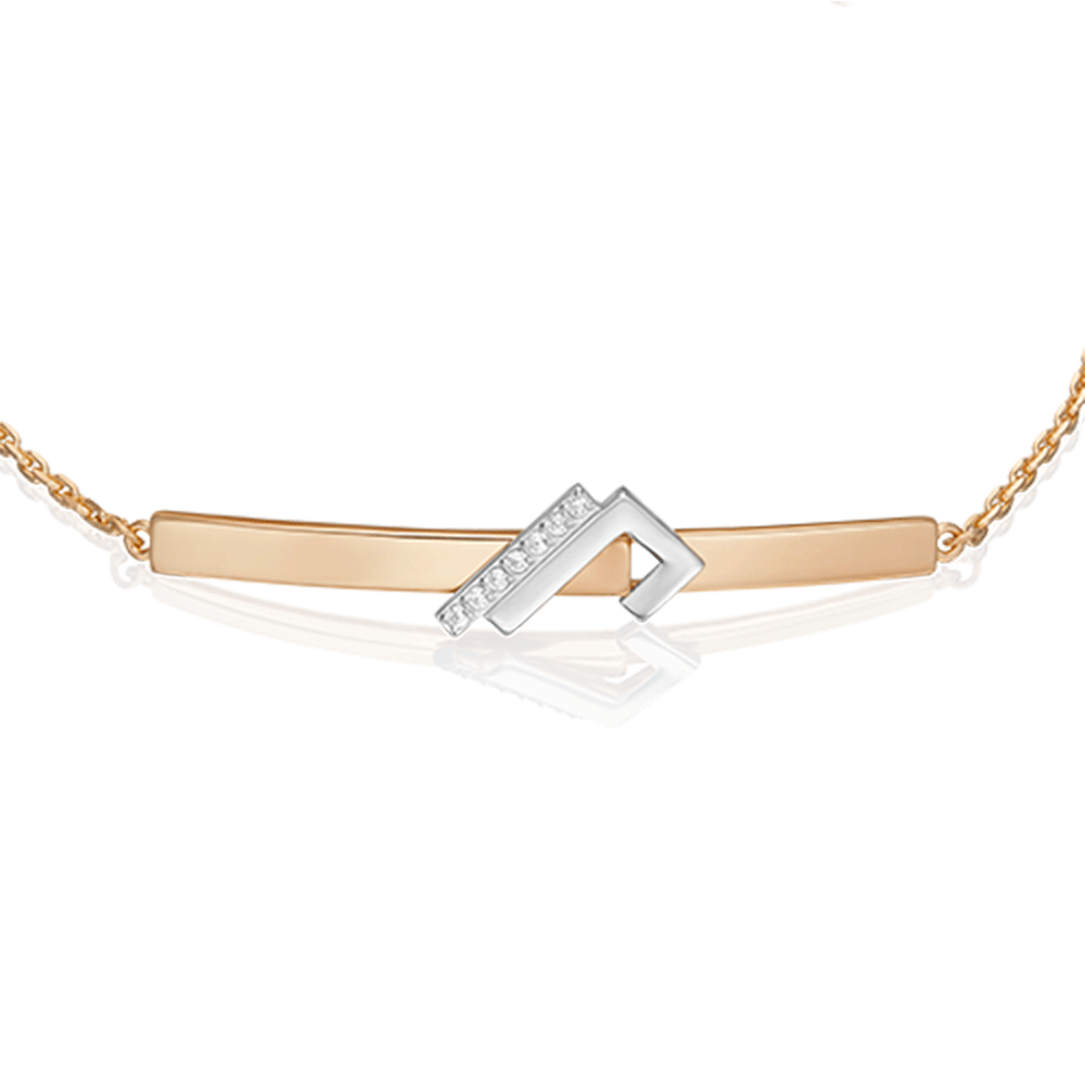 Brățară din aur alb și roșu cu pietre Cubic zirconia