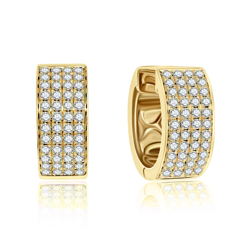 Cercei Creole din aur galben cu pietre Diamant