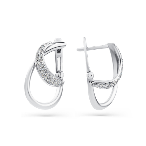 Cercei din aur alb cu pietre Cubic zirconia