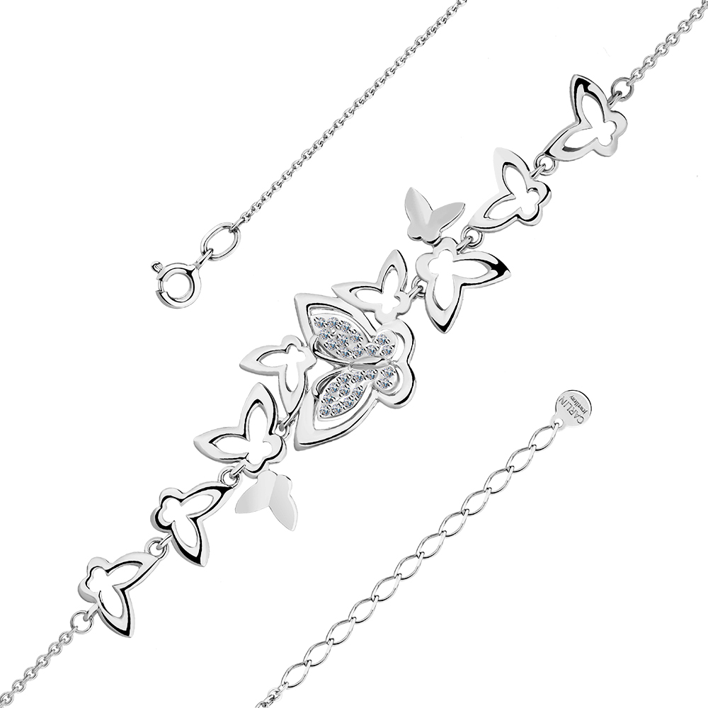 Brățară din aur alb cu pietre Cubic Zirconia Incolor