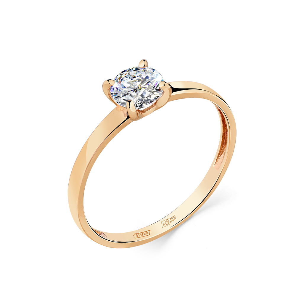 Inel din aur roșu cu pietre Cubic Zirconia Incolor