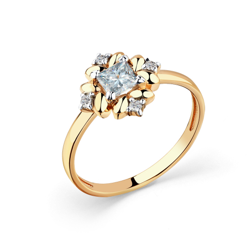 Inel din aur roșu cu pietre Cubic Zirconia Incolor