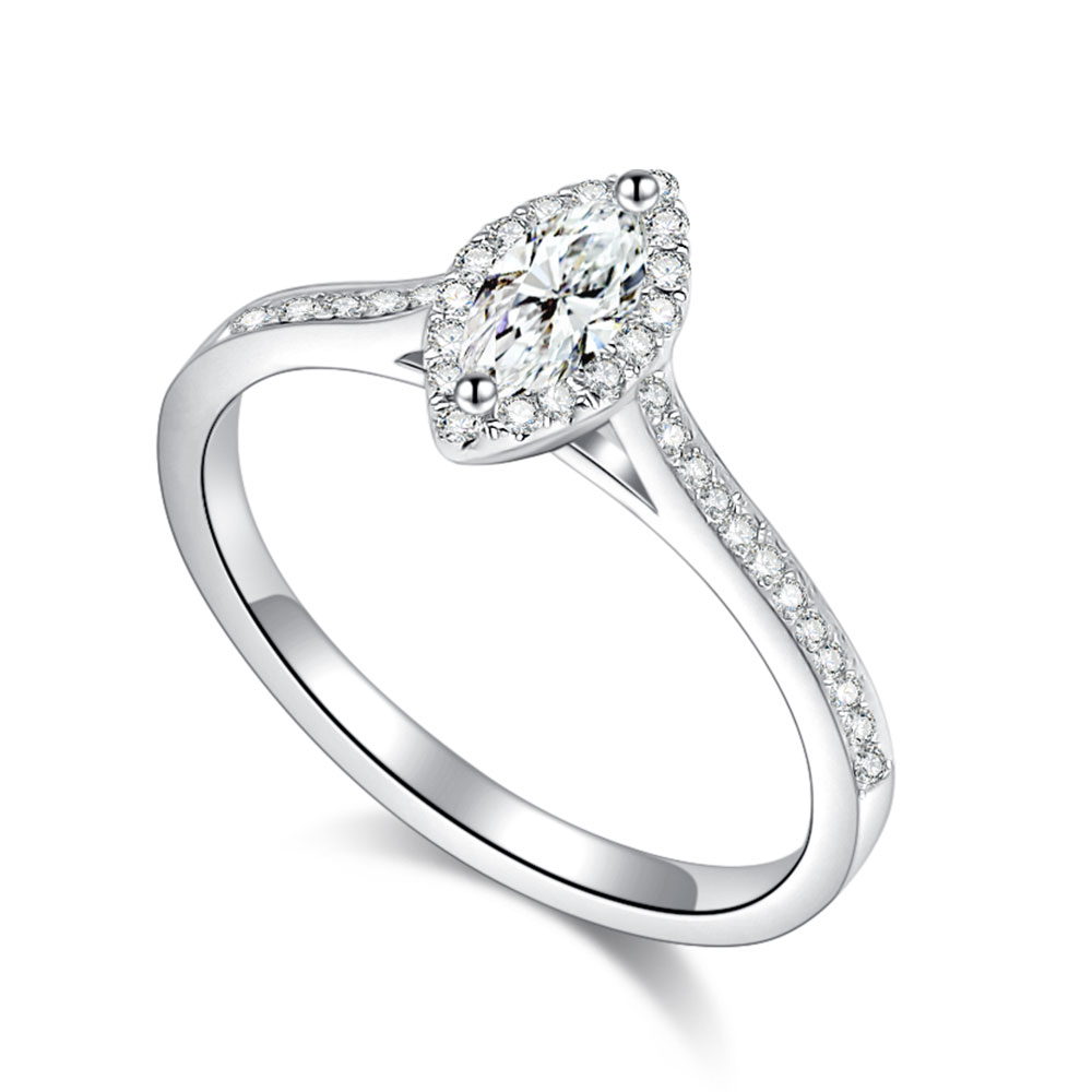 Inel din aur alb cu pietre Diamant