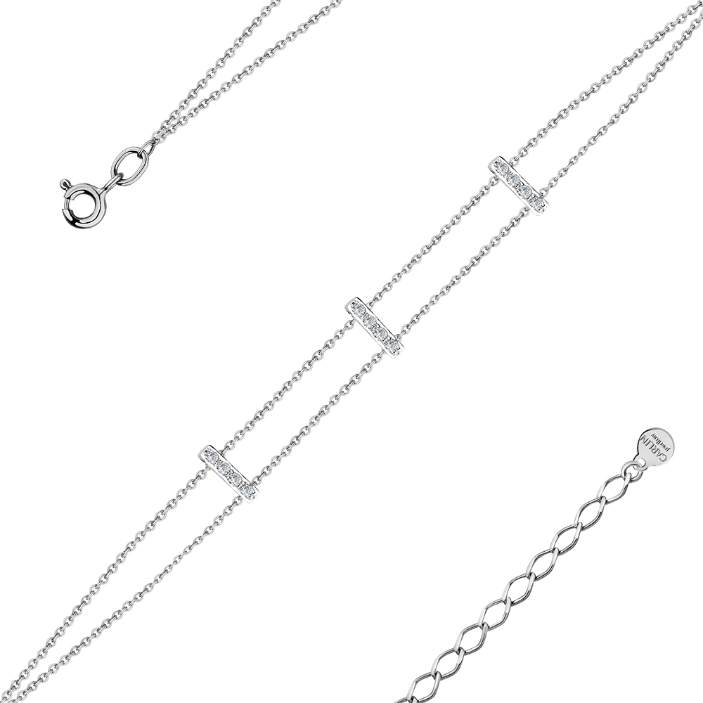 Brățară din aur alb cu pietre Cubic Zirconia Incolor