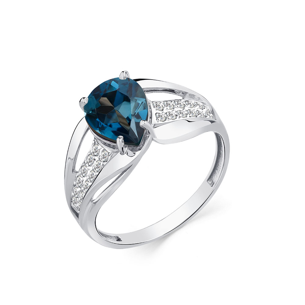 Inel din aur alb cu pietre Cubic Zirconia Incolor, Topaz London