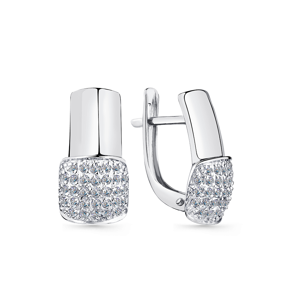 Cercei din aur alb cu pietre Cubic Zirconia Incolor