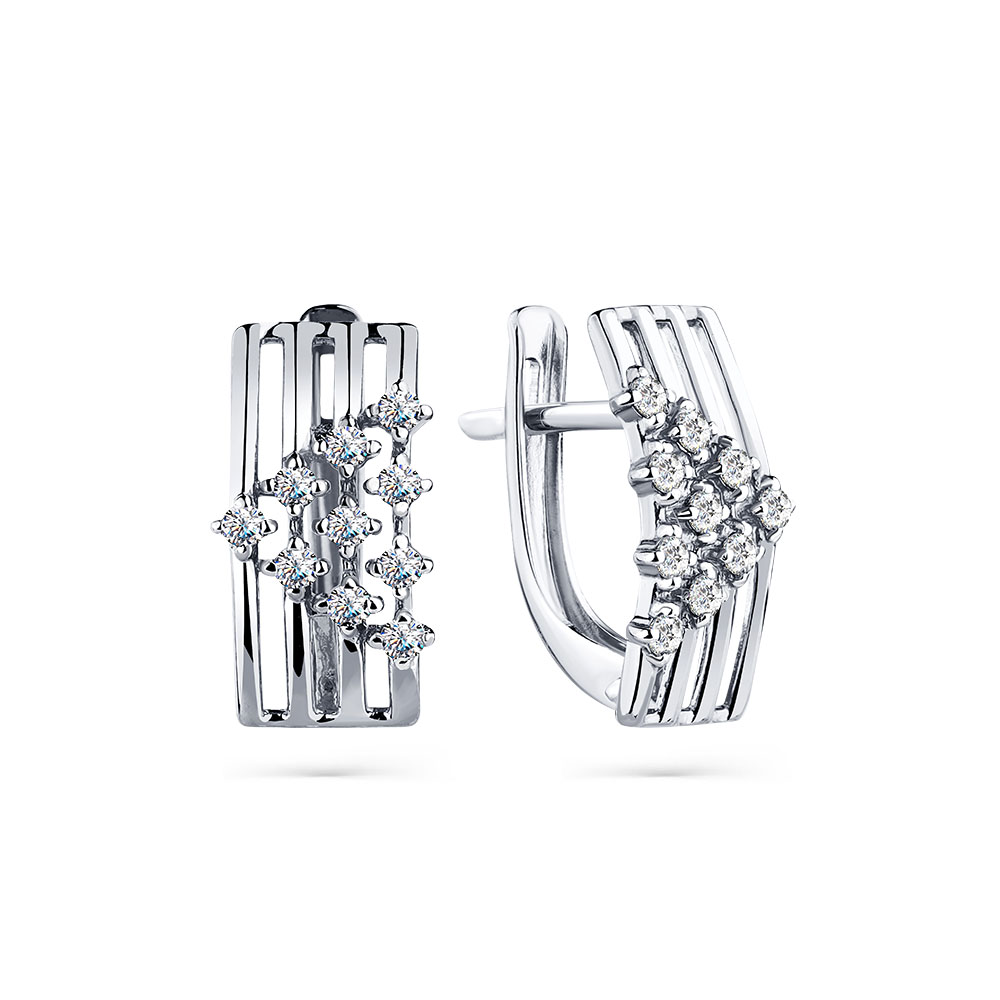 Cercei din aur alb cu pietre Cubic Zirconia Incolor