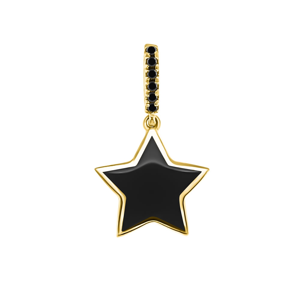 Pandantiv din aur galben cu pietre Diamant negru, Finift