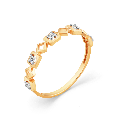 Inel din aur roșu cu pietre Cubic zirconia