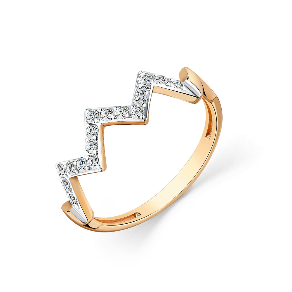 Inel din aur roșu cu pietre Cubic Zirconia Incolor