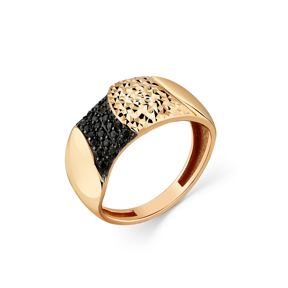 Inel din aur roșu cu pietre Cubic Zirconia Negru
