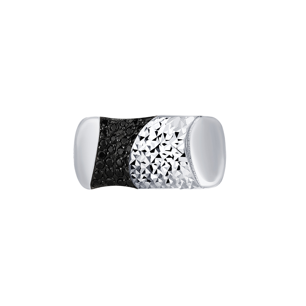 Inel din aur alb cu pietre Cubic Zirconia Negru