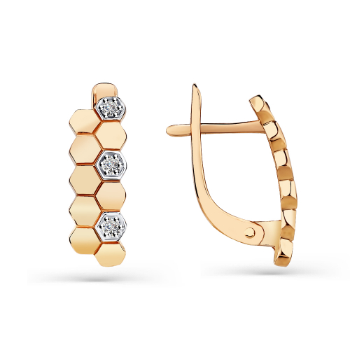 Cercei din aur roșu cu pietre Cubic zirconia