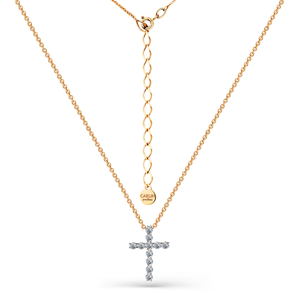 Colier din aur roșu cu pietre Cubic Zirconia Incolor