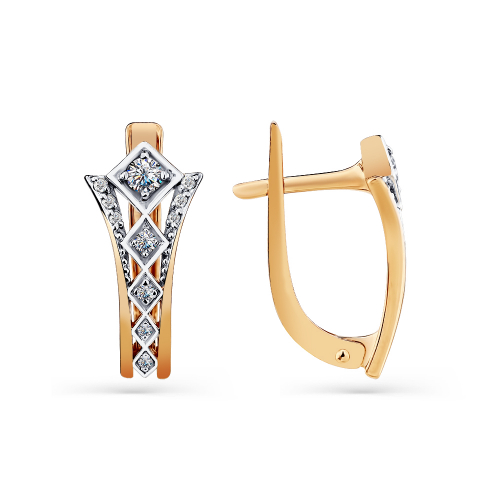 Cercei din aur roșu cu pietre Cubic zirconia