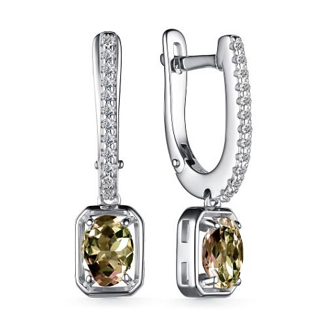 Cercei Suspendați din argint  cu pietre Cubic Zirconia Incolor, Zultanit Sintetic Galben