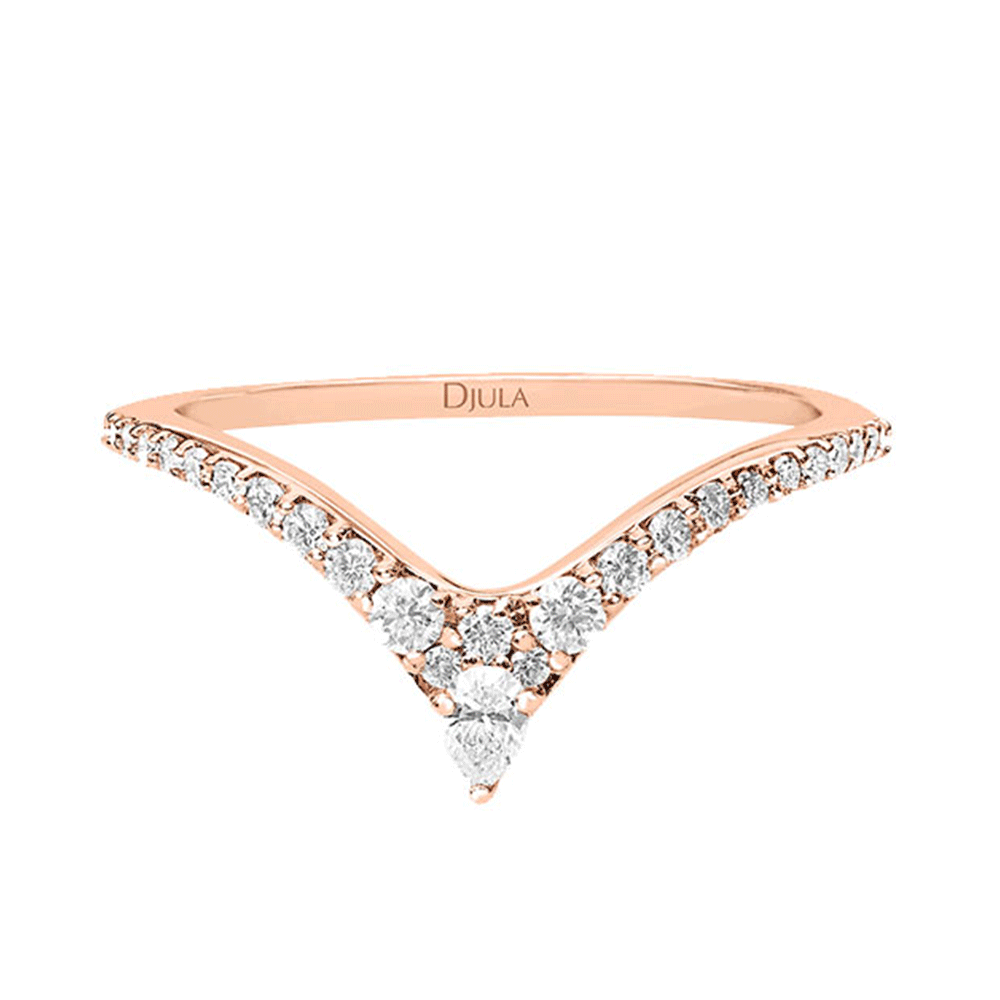 Inel din aur roz cu pietre Diamant