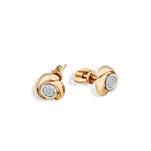 Cercei pusete din aur roșu cu pietre Cubic zirconia