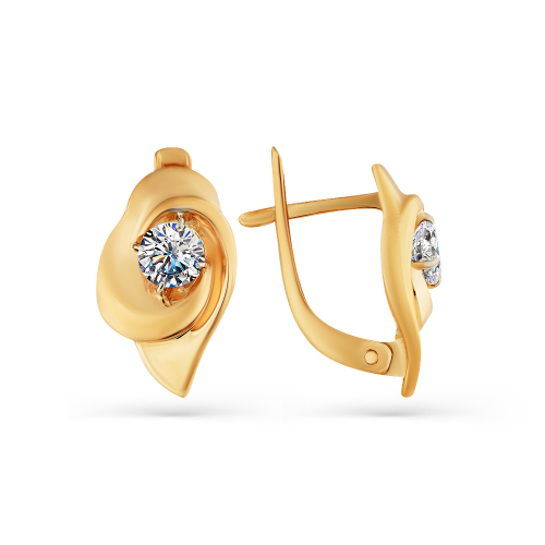 Cercei din aur roșu cu pietre Cubic zirconia