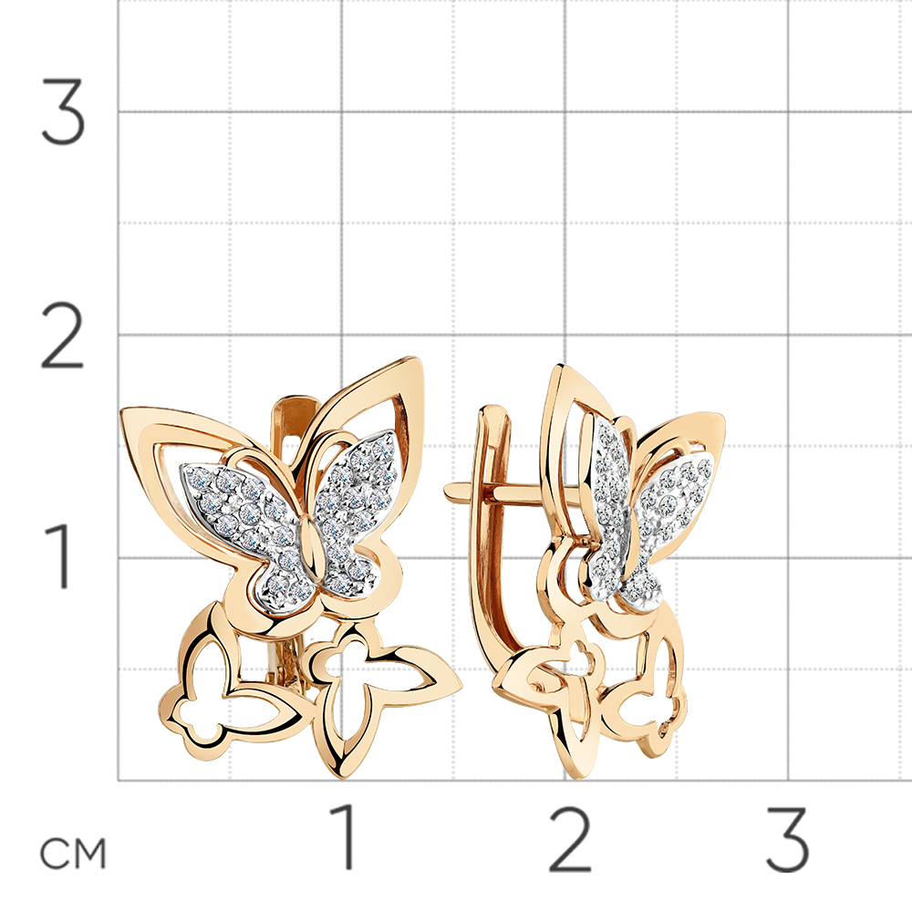 Cercei din aur roșu cu pietre Cubic Zirconia Incolor