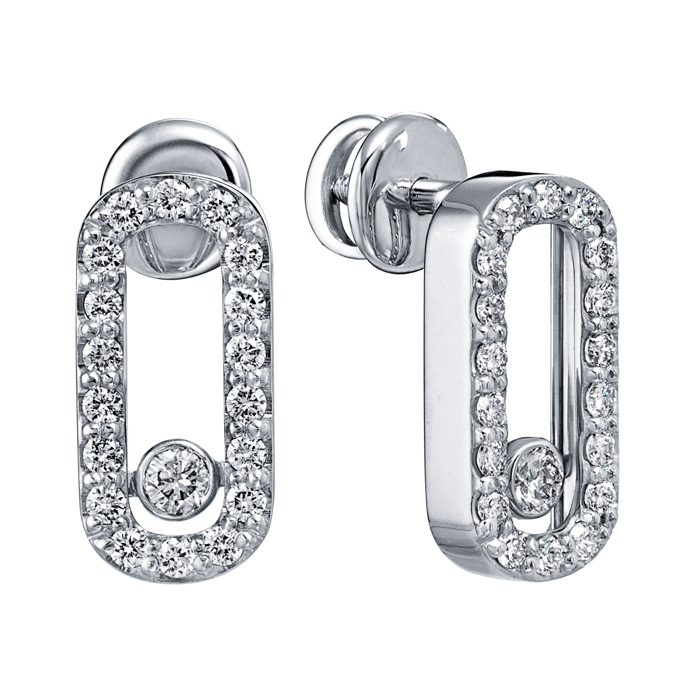 Cercei Pusete din aur alb cu pietre Diamant