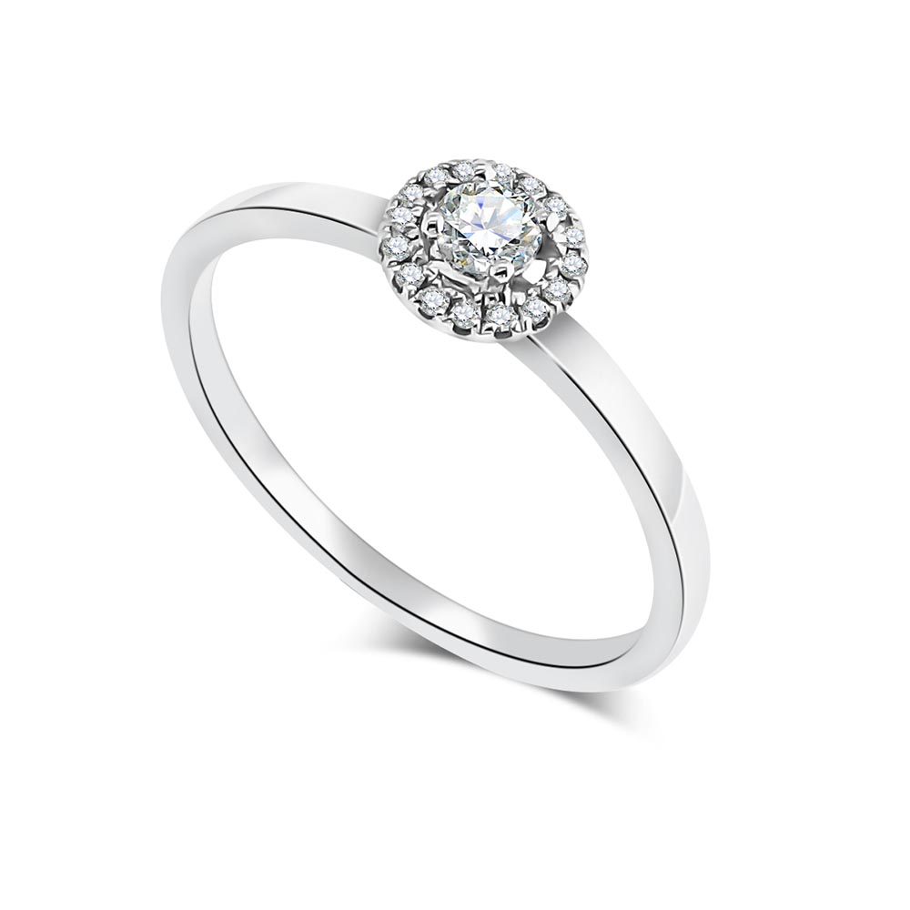 Inel din aur alb cu pietre Diamant