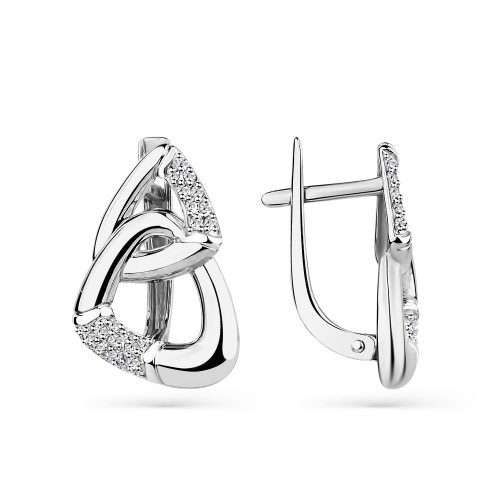 Cercei din aur alb cu pietre Cubic zirconia
