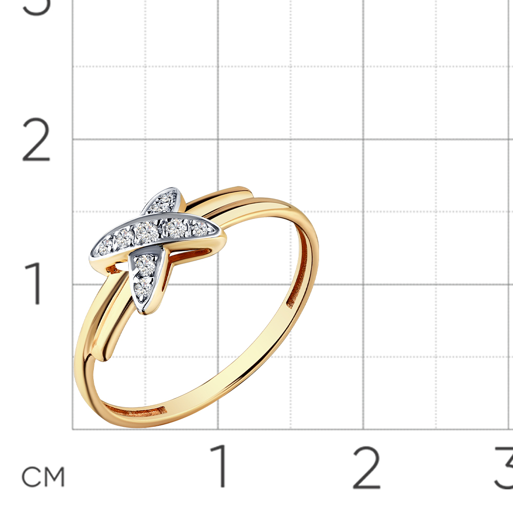 Inel din aur roșu cu pietre Cubic Zirconia Incolor