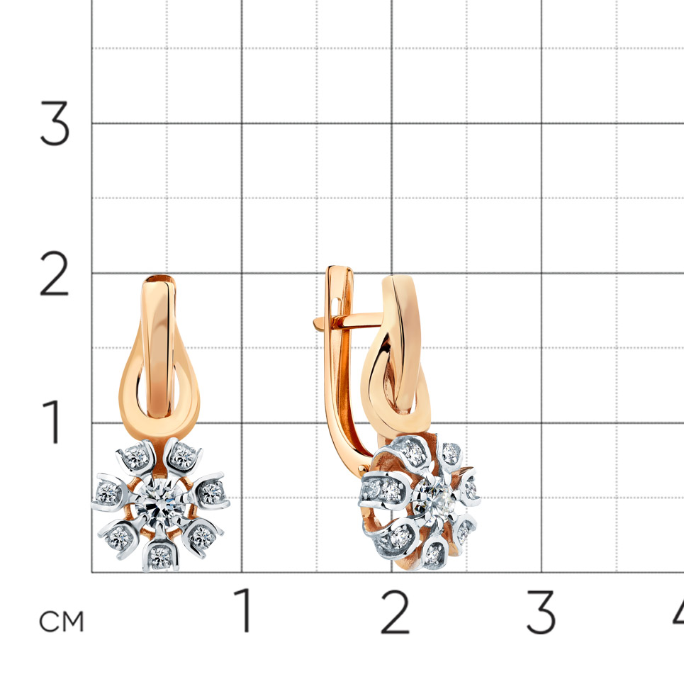 Cercei din aur roșu cu pietre Cubic Zirconia Incolor