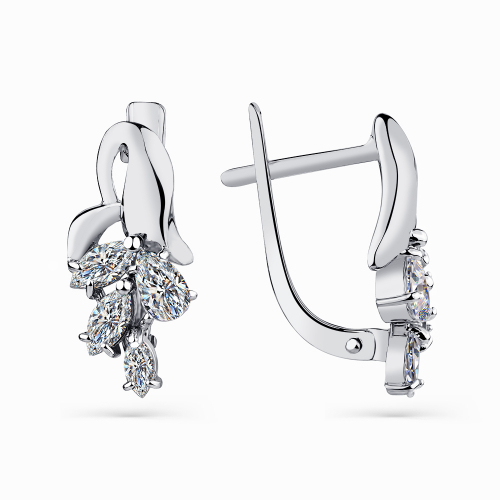 Cercei din aur alb cu pietre Cubic zirconia