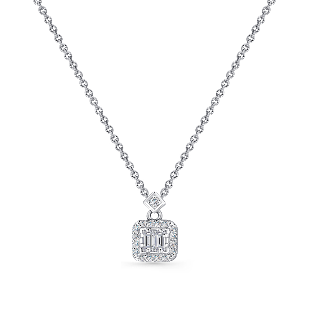 Colier din aur alb cu pietre Diamant