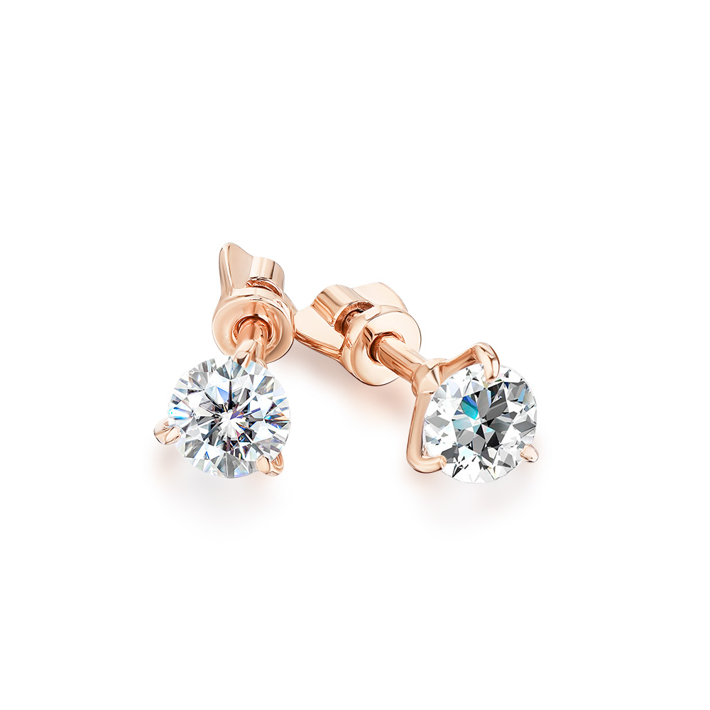 Cercei pusete din aur roșu cu pietre Cubic zirconia