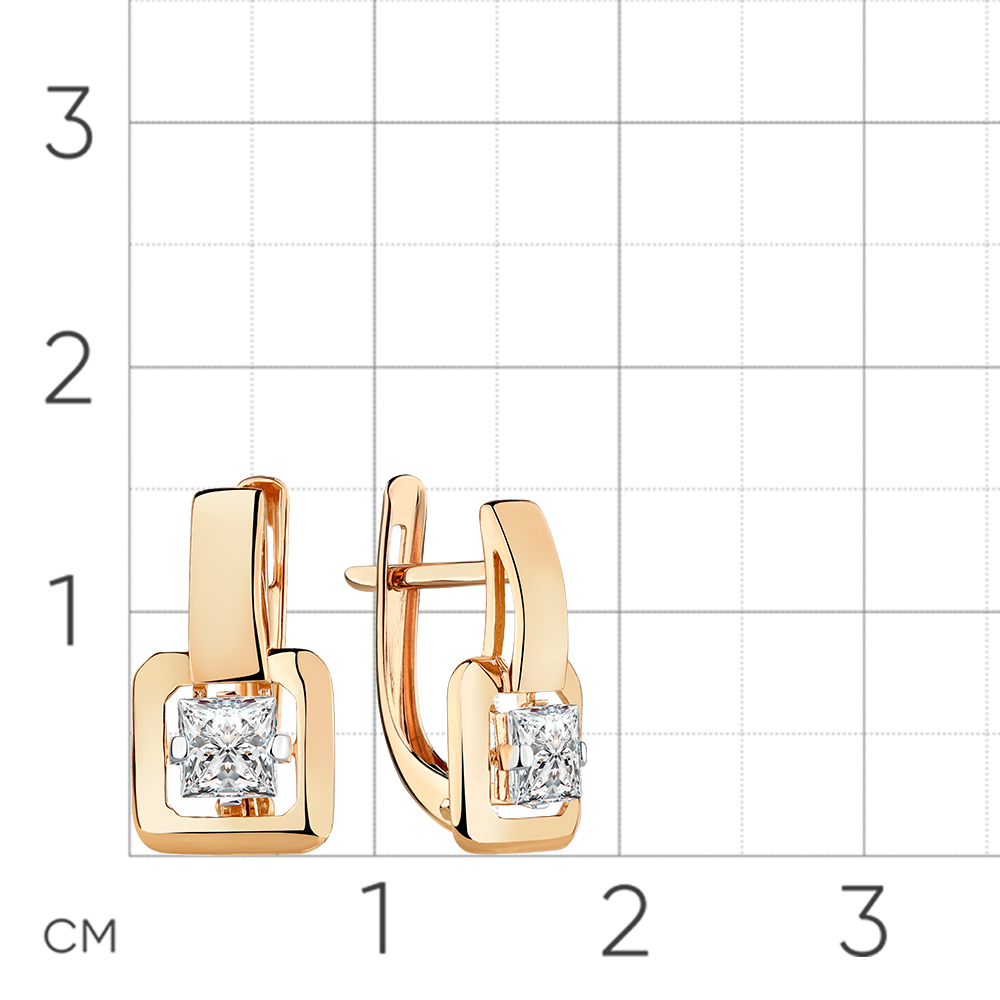 Cercei din aur roșu cu pietre Cubic Zirconia Incolor