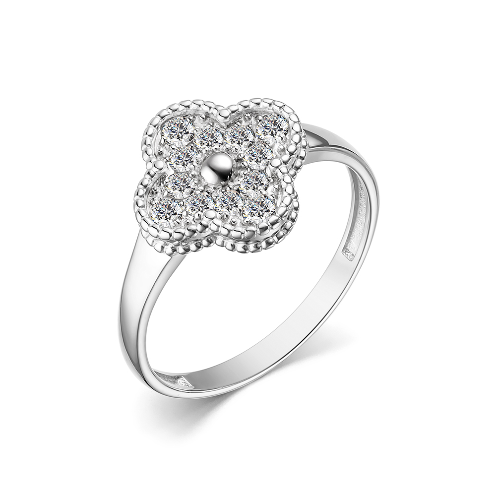 Inel din aur alb cu pietre Cubic Zirconia Incolor