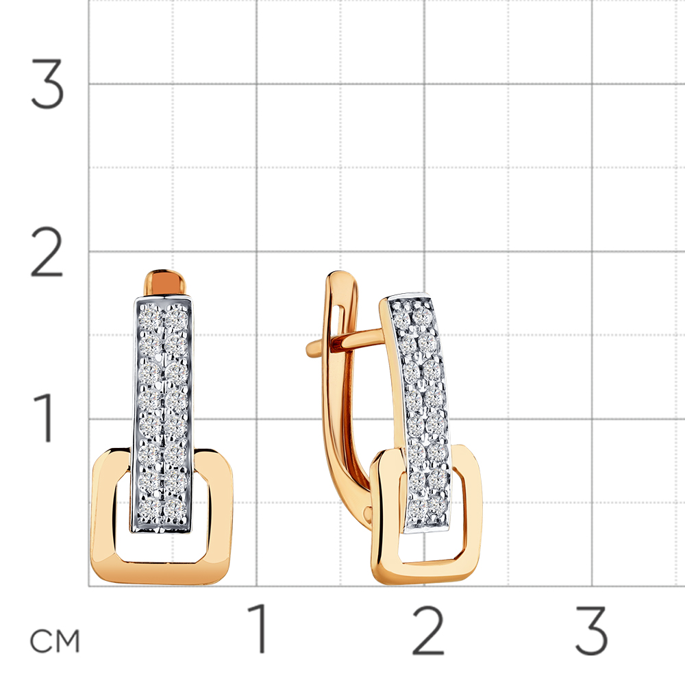 Cercei din aur roșu cu pietre Cubic Zirconia Incolor
