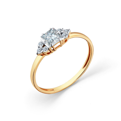 Inel din aur roșu cu pietre Cubic Zirconia Incolor