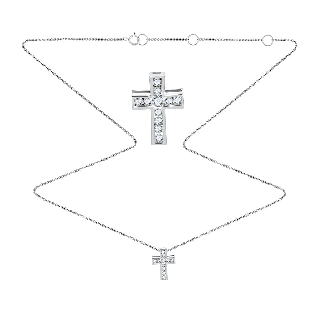 Colier din aur alb cu pietre Diamant