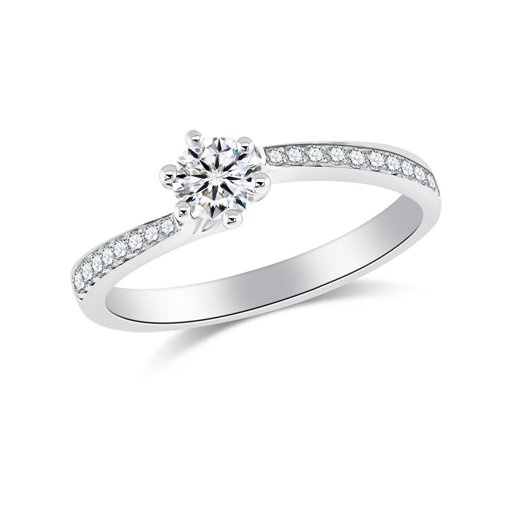 Inel din aur alb cu pietre Diamant