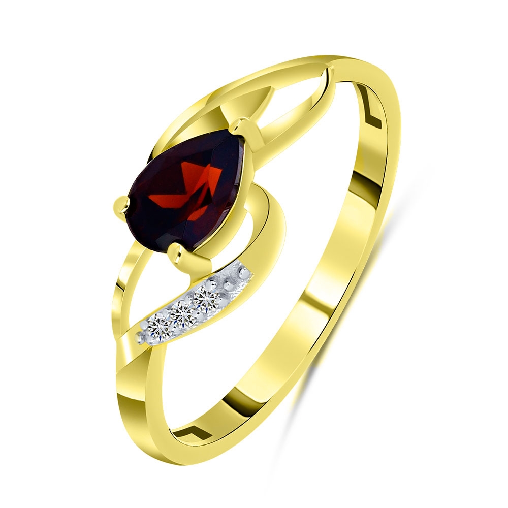 Inel din aur galben cu pietre Diamant, Granat