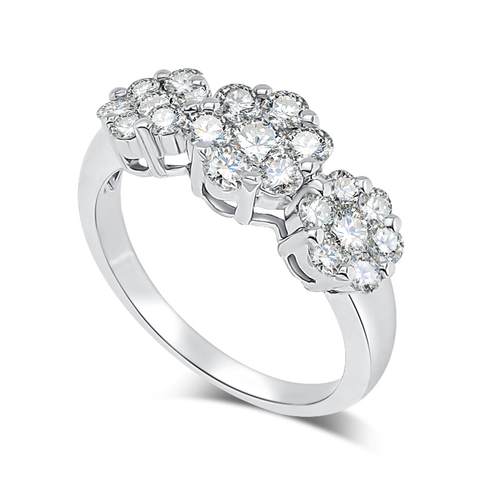Inel din aur alb cu pietre Diamant