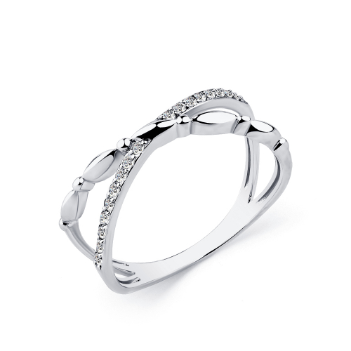Inel din aur alb cu pietre Cubic Zirconia Incolor