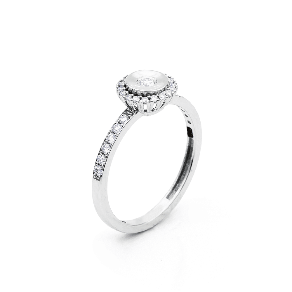 Inel din aur alb cu pietre Diamant