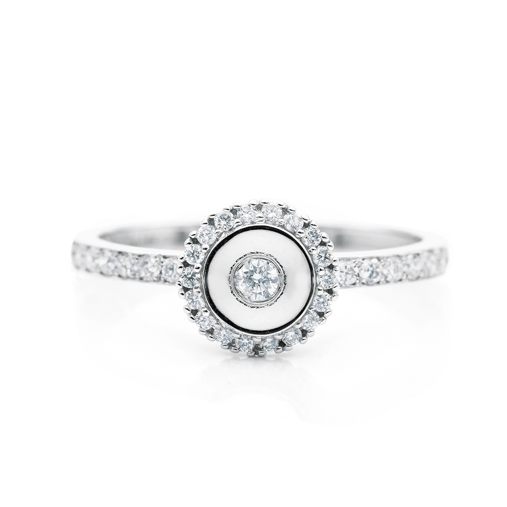 Inel din aur alb cu pietre Diamant