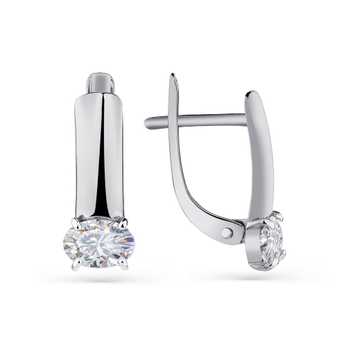 Cercei din aur alb cu pietre Cubic zirconia
