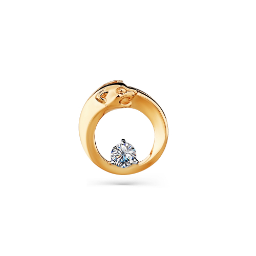 Pandantiv din aur roșu cu pietre Cubic zirconia