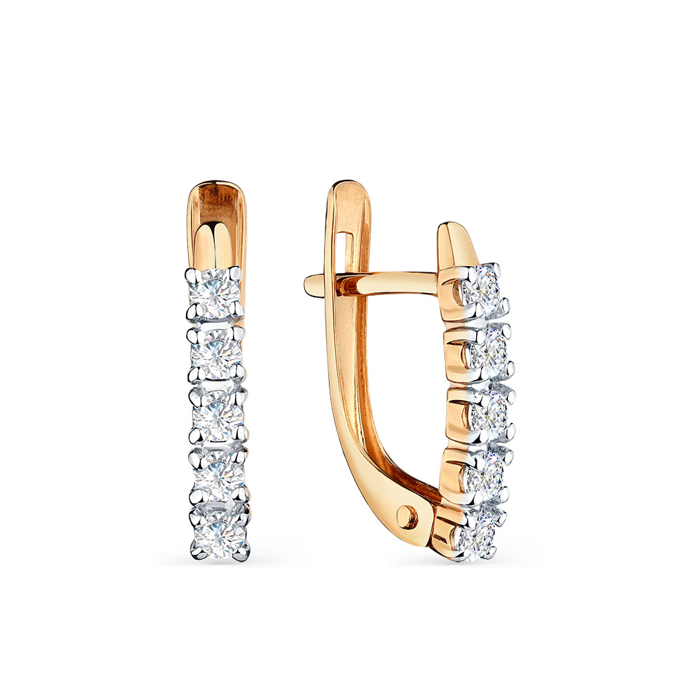 Cercei din aur roșu cu pietre Cubic Zirconia Incolor
