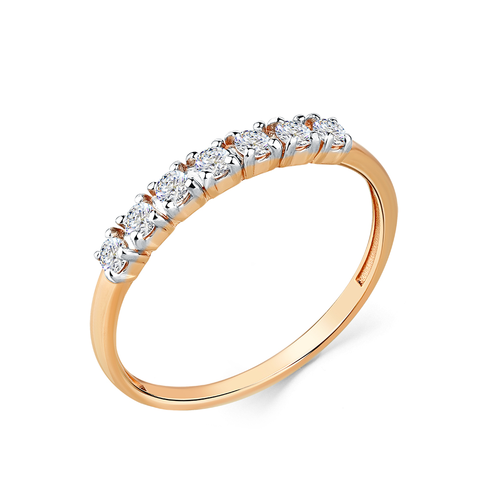 Inel din aur roșu cu pietre Cubic Zirconia Incolor