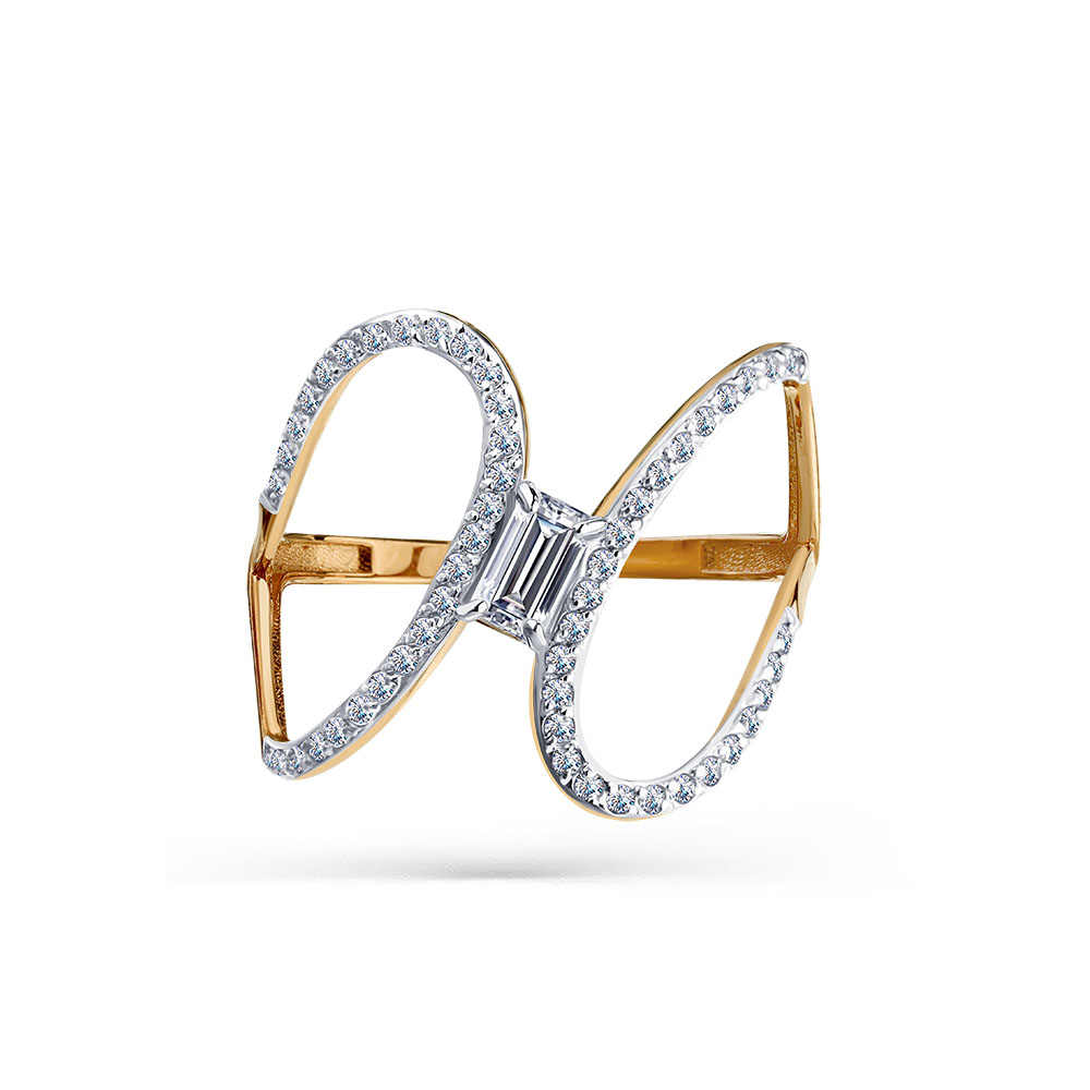 Inel din aur roșu cu pietre Cubic Zirconia Incolor